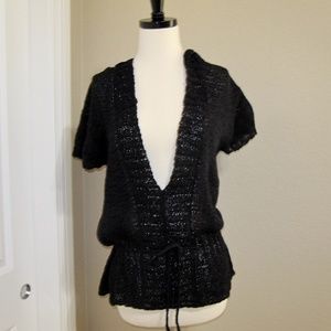 Stamp 10 Crochet Style with Hood Black Sweater